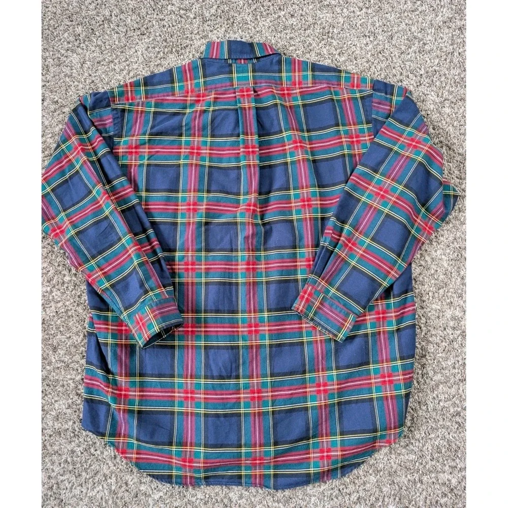 Vintage 1990s Polo Ralph Lauren Blake Dog Logo Scottie Button Up Shirt XL Tartan